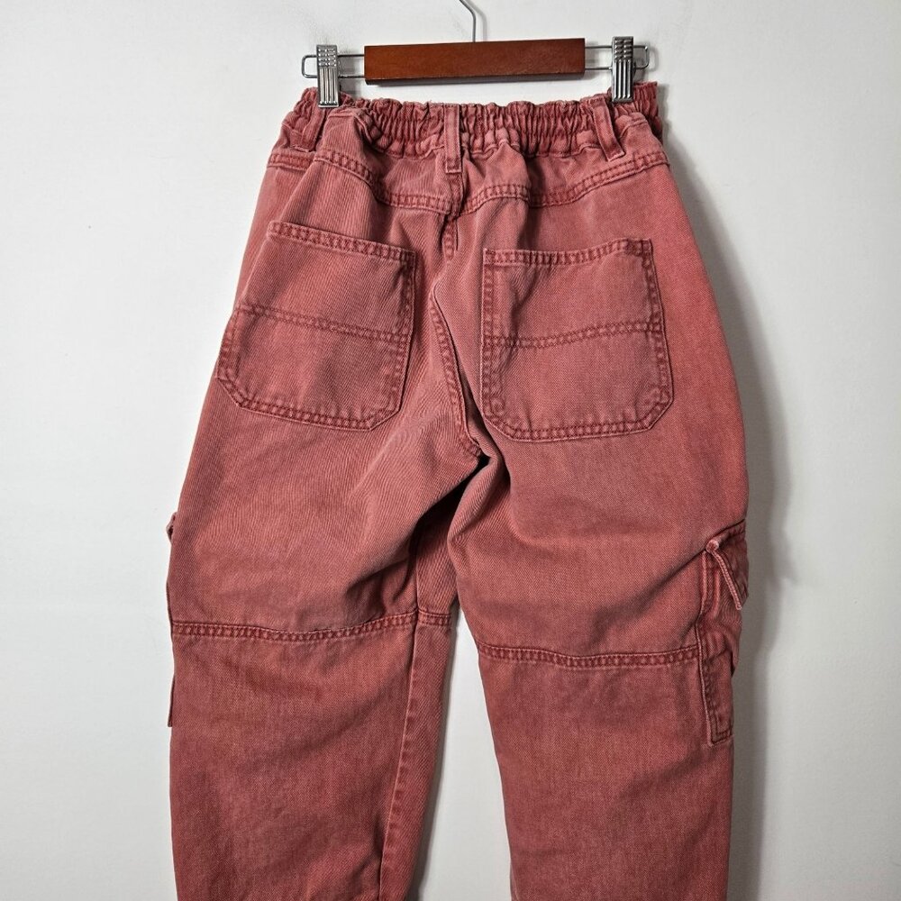 Free People Size S Cotton Platoon Cargo Pants In Red Rust Elastic Waistband - Picture 4 of 16